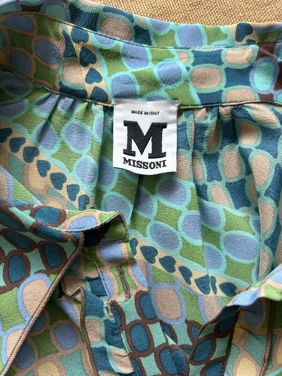 MISSONI-authentic vintage geometric print blouse - Picture 6 of 8